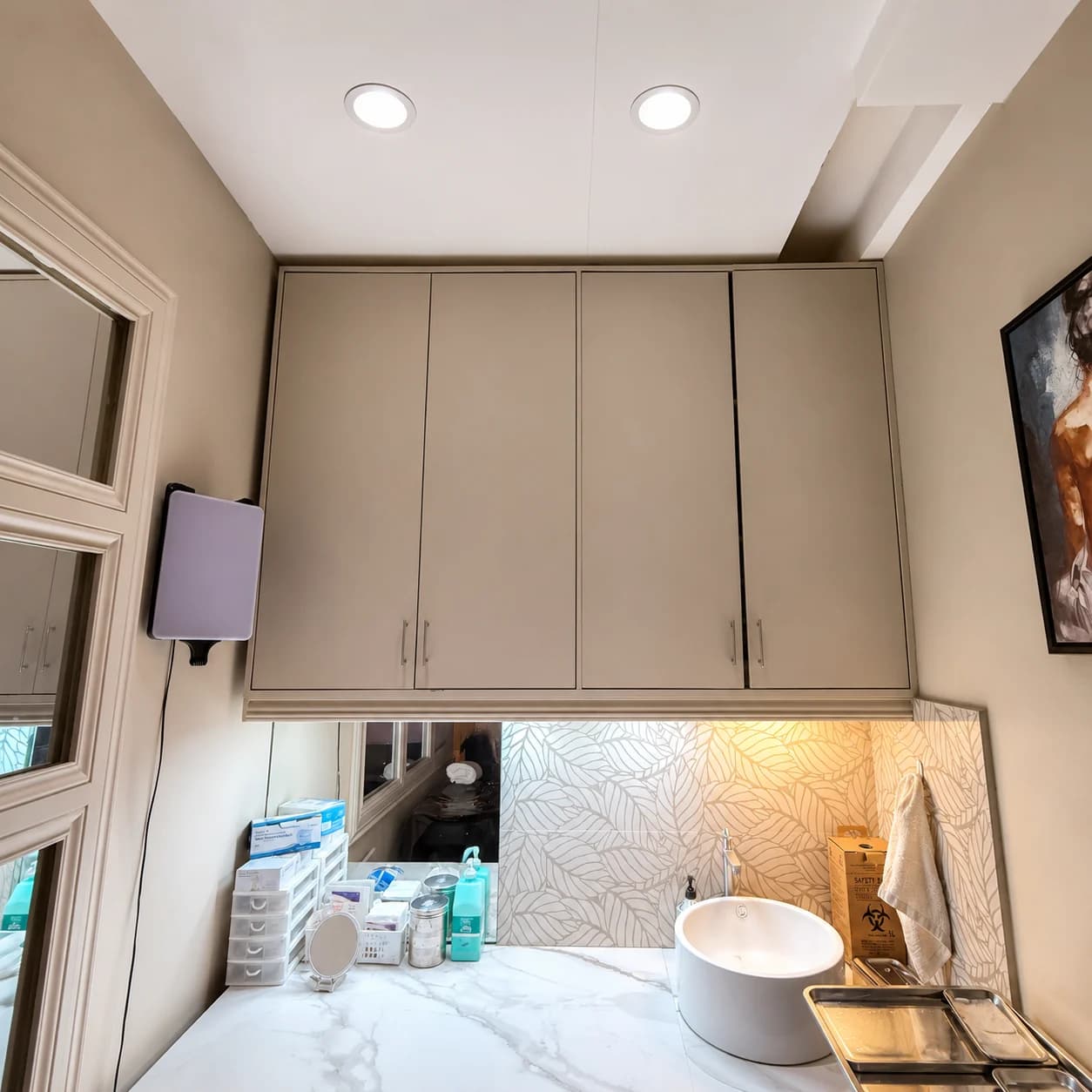 ESCLARE Naga preparation area with cabinetry and clinical sink