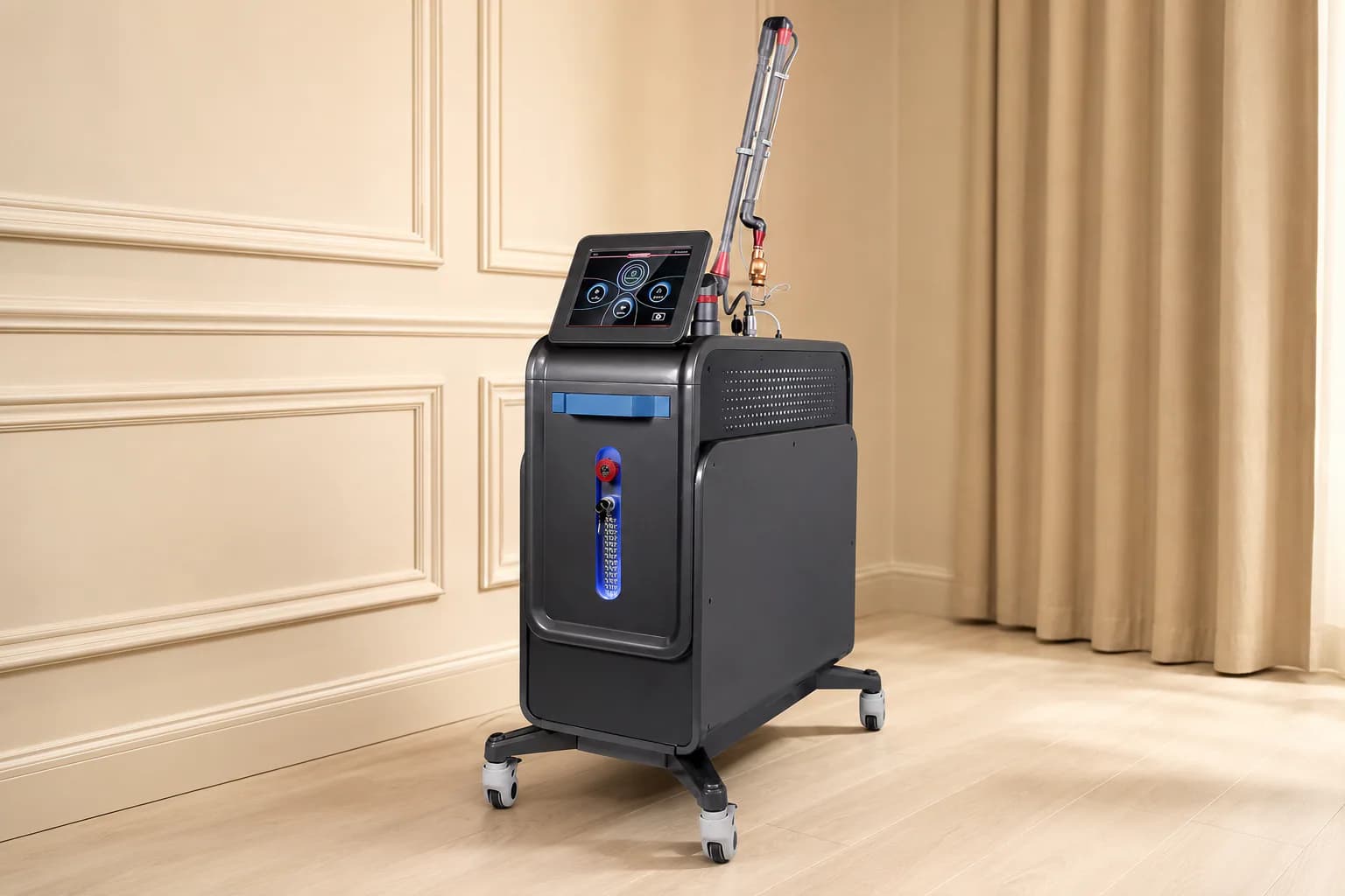 Pico laser device visual in a warm neutral treatment room