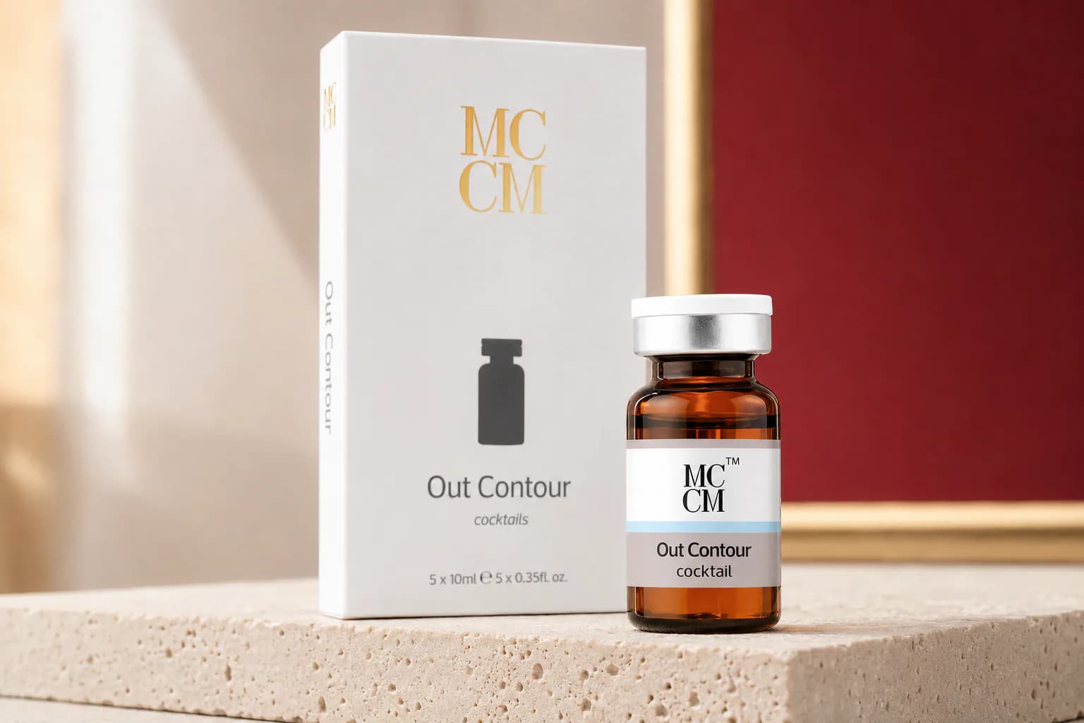 Professional skincare vial and packaging on a clean neutral surface